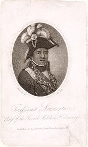 Toussaint Louverture (c.1743-1803) सेंट डोमिंगो में फ्रांसीसी विद्रोहियों के प्रमुख, जो कि हॉल, पब द्वारा उत्कीर्ण है। HD साइमंड्स द्वारा, 1802 (उत्कीर्णन और उत्कीर्णन)