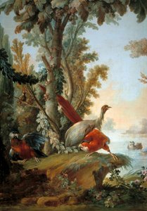 फ्रेंकोइस बाउचर द्वारा बगुले और तोते की पेंटिंग (1703-1770) द्वारा फ्रांकोइस बाउचर