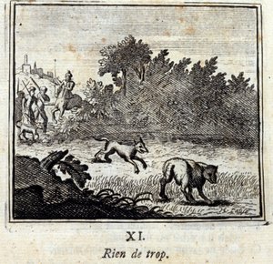 कुछ ज्यादा नहीं। जीन डे ला फोंटेन द्वारा दंतकथाएं (1621-95)। फ्रांकोइस चौवेउ (1613-1676) द्वारा चित्रण। 1728 का संस्करण। द्वारा फ्रेंकोइस चौवेउ