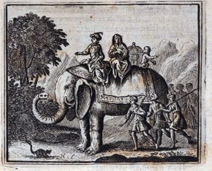 चूहा और हाथी। जीन डे ला फोंटेन द्वारा दंतकथाएं (1621-95)। फ्रांकोइस चौवेउ (1613-1676) द्वारा चित्रण। 1728 का संस्करण। द्वारा फ्रेंकोइस चौवेउ