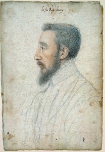 हेनरी द्वितीय, फ्रांस के राजा (1519 - 1559) का पोर्ट्रेट, लगभग 1547। क्लोएट फ्रेंकोइस द्वारा एक रक्त और काले पत्थर का चित्रण (1515-1572) द्वारा फ्रांकोइस क्लाउड