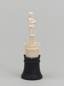 ब्लैक रूक, शतरंज का टुकड़ा, भारत, 1820 लगभग