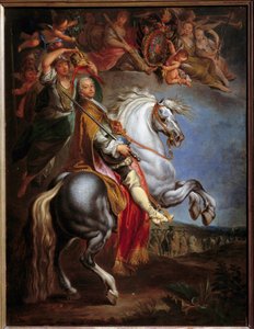फ्रेंकोइस III (1708-1765), ड्यूक ऑफ लोरेन, तत्कालीन जर्मनिक सम्राट और टस्कनी के ग्रैंड ड्यूक, ऑस्ट्रिया के मैरी थेरेसी के पति (1717-1780) का घुड़सवारी चित्र फ्रेंकोइस ईसेन (1695-1778) द्वारा पेंटिंग द्वारा फ्रेंकोइस ईसेन