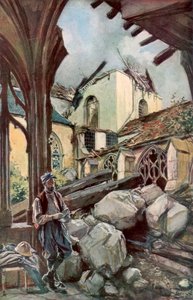 वर्दुन, फ्रांस, 1916 जून 1926 के क्लिस्टर और कैथेड्रल। द्वारा फ़्राँस्वा फ्लेमेंग