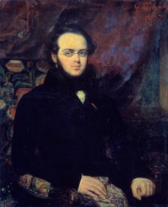 फ्रांसीसी संगीतकार जैक्स फ्रॉमेंटल लेवी डिट हेलेवी (1799-1862) का पोर्ट्रेट वह अपने चश्मे के साथ पोज़ देता है। फ्रेंकोइस गेब्रियल लेपौल (1804-1886) 1837 पेरिस द्वारा पेंटिंग, ओपेरा की लाइब्रेरी - फ्रांसीसी संगीतकार जैक्स फ्रॉमेंटल लेवी का पोर्ट्रेट जिसे हे