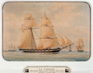 फ्रेंकोइस रॉक्स (1811-1882), वॉटरकलर, फ्रांस द्वारा द स्कूनर ला गज़ेल
