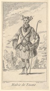 Habit de Faune: एक जीव, उसके दाहिने हाथ में एक बेंत..., ca. 1721.