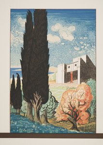 सरेश ट्री के साथ मंदिर, प्रोमेथियस से आइज़ाइलस द्वारा जंजीर, पब 1941 (स्टेंसिल प्रिंट) द्वारा फ्रेंकोइस लुइस स्मिथ