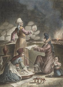 तुर्की की महिलाएं रोटी सेंकती हैं, 1790 द्वारा फ्रेंकोइस मैरी रॉसट