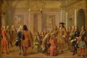 लुइस XIV, वर्सेल्स द्वारा 8 मई, 1693, 1710 को नाइट्स ऑफ सेंट लुइस का पहला प्रचार। द्वारा फ्रेंकोइस मारोट
