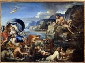 Acis और Galatee अप्सरा Galatee और Acis, Cyclops Polypheme द्वारा मनाया जाता है, उनके सुखद जीवन से जलन होती है। ओविड के "मेटामोर्फोसॉज़" के अनुसार। फ्रेंकोइस पेरियर द्वारा पेंटिंग