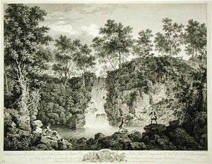 बोल्टन पार्क, क्रेवेन, यॉर्कशायर में एक झरना का दृश्य, 1753 में प्रकाशित (उत्कीर्णन) द्वारा फ्रेंकोइस विवरेज़