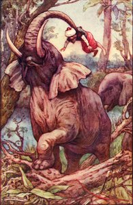 जानवर मुझे अपनी सूंड के साथ ले गया, और मुझे अपने कंधों पर रखा, c1930। द्वारा फ्रैंक सी। पपी
