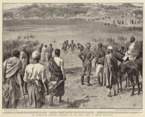 एक एबिसिनियन लूर्डेस, माउंट ज़ूक्वाला पर पवित्र झील में तीर्थयात्री