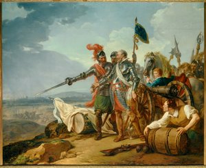 धर्मों का युद्ध: "अगस्त 1590 में पेरिस में भोजन ला रहे राजा हेनरी चतुर्थ" 1590 में शहर की घेराबंदी के दौरान पेरिस के पास राजा हेनरी चतुर्थ (1553-1610) ने भूखे पेरिसियों की आपूर्ति की। फ्रेंकोइस आंद्रे विंसेंट द्वारा पेंटिंग (1746-1816) 1783 सन। 1