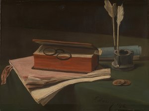 फिर भी किताब, कागज और इंकवेल के साथ जीवन। 1876 द्वारा फ्रांकोइस बोनविन