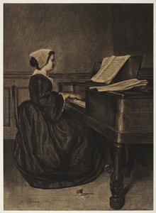 वूमन एट द स्पिनेट, 1860। द्वारा फ्रांकोइस बोनविन