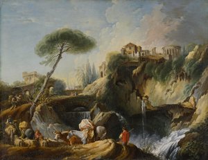 विस्टा के मंदिर के साथ टिवोली का दृश्य, c.1749 द्वारा फ्रांकोइस बाउचर