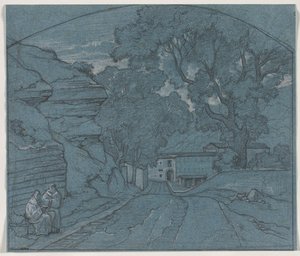 दो भिक्षुओं के साथ लैंडस्केप, सी। 1840।