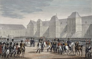 20 अप्रैल 1814 को नेपोलियन का पदत्याग और फॉनटेनब्लियू से एल्बा के लिए उनका प्रस्थान