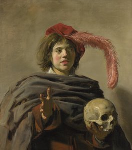 यंग मैन एक खोपड़ी पकड़े हुए (वनिता), c.1626 (कैनवास पर तेल) द्वारा फ्राँस हल्स