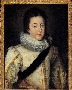 फ्रांस के राजा और नवरे (1601-1643) के राजा लुई XIII का पोर्ट्रेट, 1616 में अपनी शादी के समय (hs/t 0.64 x 0.44) फ्रैंस पौरबस ले ज्यून (फ्रेंकोइस (फ्रांज) पोरबस के बाद) द्वारा फ्रैंस II पौरबस