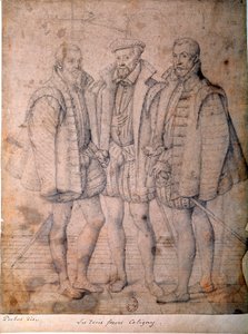 तीन कॉलिग्नी का पोर्ट्रेट: कार्डिनल ओडेट (1515-1571), गैसपार्ड (1517-1572), फ्रांस के एडमिरल और फ्रेंकोइस (1521-1569), लॉर्ड ऑफ एंडलॉट। फ़्रैंस (फ़्रैंकोइस (फ़्रांज) पौरबस ल'ऐन (1545-1581) (ईसी.फ्लैम।) 16वीं सदी के पेरिस, बीएन को श्रेय दिया गया चित्र द्वारा फ्राँस आई पूराबस