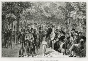 द प्रेटर: द ग्रेट वॉकवे। 1881 में, एडौर्ड चार्टन (1807-1890) के निर्देशन में, टूर डू मोंडे में प्रकाशित, एम. न्यूलिंस्की द्वारा, वियना और उसके उपनगरों की कहानी को चित्रित करने के लिए कोलार्ज़ द्वारा उत्कीर्णन द्वारा फ्रांज (बाद में) कोल्ज़