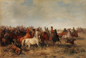 उहलान ने 1863 में माननीय-हुसारों से घोड़े चुराए द्वारा फ्रांज एडम