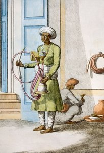 हुक्का बरदार, या हुका बेयरर, &39;द हिंदू, या उनके मैनर्स, कॉस्टयूम और सेरेमनी का विवरण&39; से, c.1808-12 (रंगीन नक्काशी)