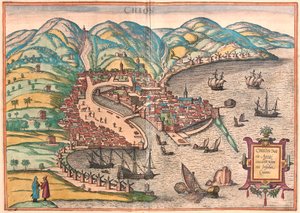 Chios या Chio, ग्रीस (उत्कीर्णन द्वारा फ्रांज होजेनबर्ग