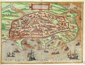 &39;विश्व न्यू यॉर्क में, 1572 से के मानचित्र द्वारा फ्रांज होजेनबर्ग