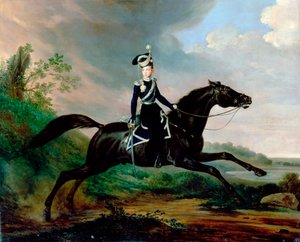 ग्रैंड प्रिंस अलेक्जेंडर निकोलायेविच का अश्वारोही चित्र, 1818-1881, 1832। द्वारा फ्रांज क्रूगर