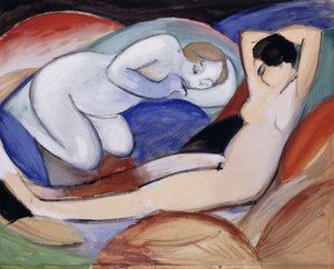 दो रीकॉलिंग जुराब; दो झूठ, 1912 द्वारा Franz Marc