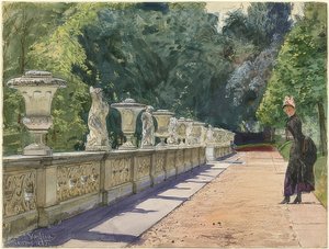 Sanssouci के पार्क में टहलना। 1885