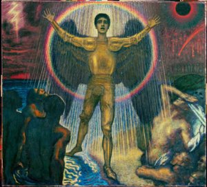 फ्रांज वॉन स्टक, द एंजल ऑफ़ कोर्ट  पेंटिंग, 1922 के आसपास द्वारा Franz von Stuck