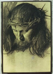 मसीह के प्रमुख, c.1890 (चारकोल और चाक) द्वारा फ्रांज वॉन अटक गया