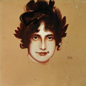 एक महिला का पोर्ट्रेट, c.1896 (कागज पर तेल) द्वारा फ्रांज वॉन अटक गया