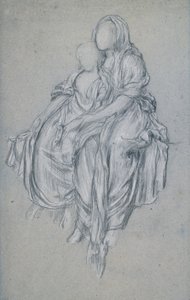 दफ्नफोरिया के लिए अध्ययन, c.1876 (नीले कागज पर काले और सफेद चाक) द्वारा फ्रेडरिक लीटन