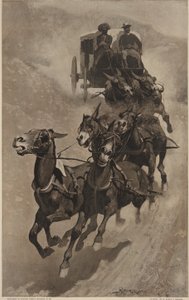 हार्पर्स वीकली से एक सेना मेल एम्बुलेंस, पब .1890 द्वारा फ्रेडरिक रेमिंगटन