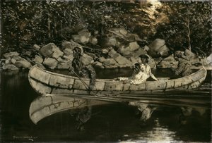 घायल ब्रिटिश अधिकारी को पैडलिंग, 1897। द्वारा फ्रेडरिक रेमिंगटन