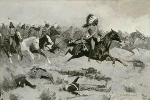 रशिंग रेड लॉजेज लाइन से गुजरा, सी। 1900. द्वारा फ्रेडरिक रेमिंगटन