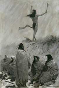 द फायर इटर ने थंडर बर्ड के लिए अपने हथियारों को उठाया, c.1900 द्वारा फ्रेडरिक रेमिंगटन