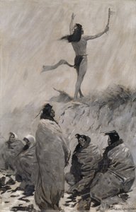 द फायर ईटर ने थंडर बर्ड को अपनी बाहों को उठाया, सी। 1900. द्वारा फ्रेडरिक रेमिंगटन