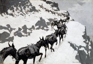खच्चर पैक (एक अयस्क ट्रेन सिल्वर माइंस, कोलोराडो में जा रहे हैं) 1901 द्वारा फ्रेडरिक रेमिंगटन