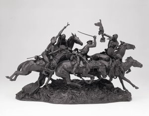 1850 का ओल्ड ड्रैगॉन, 1905 का मॉडल, 1905-09 कास्ट (काले पेटिना के साथ कांस्य) द्वारा फ्रेडरिक रेमिंगटन