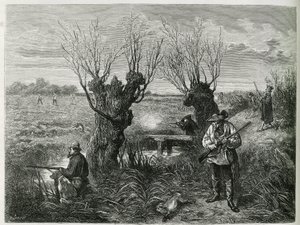 हंट हरे। F.ix द्वारा उत्कीर्णन, 1884 में, चार्ल्स ग्रैड द्वारा "एलस और लोरेन के माध्यम से" कहानी का वर्णन करने के लिए। द्वारा फ्रेडरिक थियोडोर लिक्स