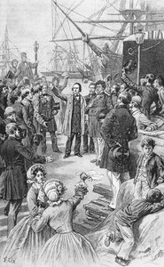 विक्टर ह्यूगो (1802-85) ने 1 अगस्त 1852 को C.1885 में एंटवर्प में अपने दोस्तों और समर्थकों को अलविदा कहा द्वारा फ्रेडरिक थियोडोर लिक्स
