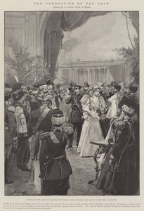 Czar का राज्याभिषेक, Czar और Czarina का आगमन उनके शिशु बेटी, ग्रैंड डचेस ओल्गा, मास्को में द्वारा फ़्रेडरिक डी हेनेन
