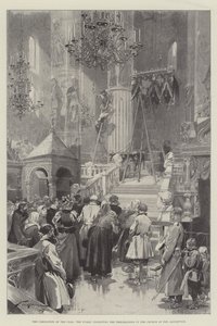 Czar का राज्याभिषेक, चर्च ऑफ द असेसमेंट में तैयारियों का निरीक्षण करती जनता द्वारा फ़्रेडरिक डी हेनेन